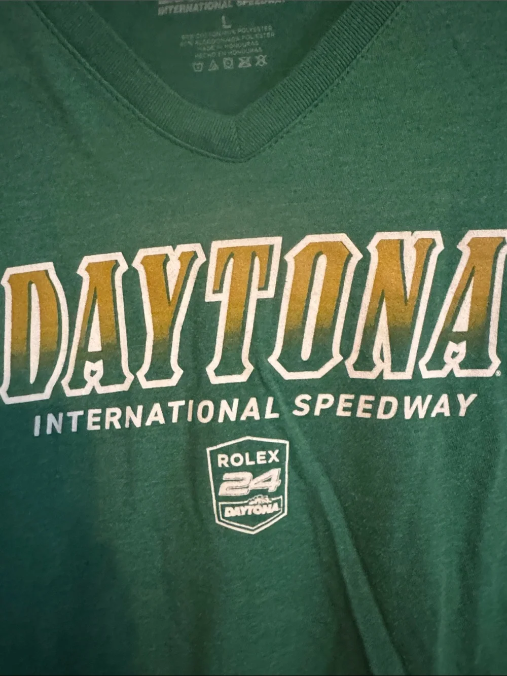 Daytona Speedway IMSA Rolex 24 Race Green V-Neck Women's Tee